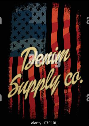 Vintage Amerika denim Typografie, t-shirt, Grafiken, Vektoren Stock Vektor