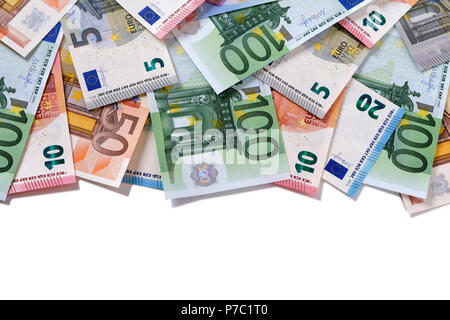 Oberer Rand Euro geld Notizen Stockfoto
