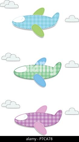 Vektor einrichten von niedlichen Baby Elemente für Scrapbooking oder baby dusche Grußkarte und Kids Design. Schneiden Sie isolierte Stoff oder Papier kariert Aufkleber von Stock Vektor