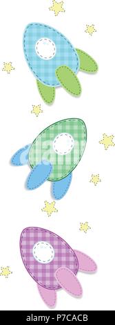 Vektor einrichten von niedlichen Baby Elemente für Scrapbooking oder baby dusche Grußkarte und Kids Design. Schneiden Sie isolierte Stoff oder Papier kariert Aufkleber von Stock Vektor