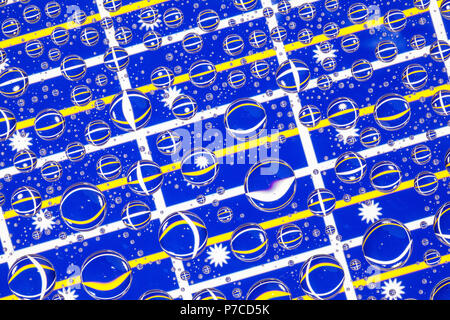 Fahnen von Nauru hinter ein Glas mit Tropfen bedeckt. Pattern von Nauru Flags. 3D-Darstellung Stockfoto