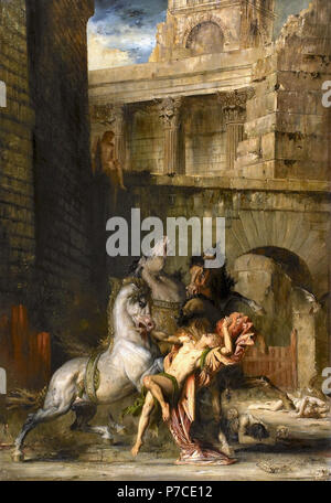 Moreau Gustave - Diomedes durch seine Pferde 3 Verschlungen Stockfoto