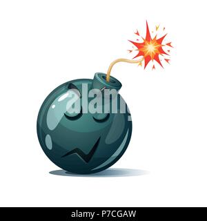 Nett, lustig, verrückt - cartoon Bombe Charakter. Bescheidenheit smiley. Stock Vektor