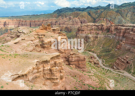 Sharyn-Canyon-Nationalpark und der Tal der Burgen, Tien-Shan-Gebirge, Kasachstan Stockfoto