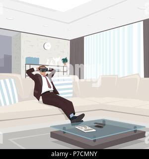 Mit VR-Brille zu Hause Stock Vektor