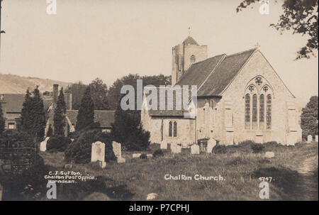 Vintage echten Foto von chalton Kirche, Hampshire, England, Großbritannien Stockfoto