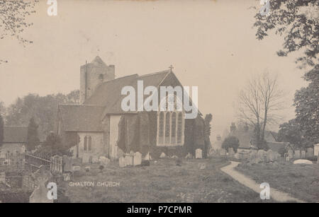 Vintage echten Foto von chalton Kirche, Hampshire, England, Großbritannien Stockfoto