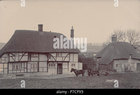 Vintage Real Foto des Red Lion Inn at Chalton, Hampshire, England, Großbritannien Stockfoto