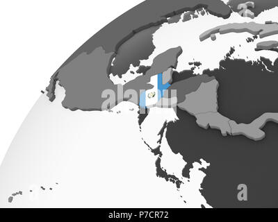 Guatemala auf Grau politische Globus mit embedded Flagge. 3D-Darstellung. Stockfoto