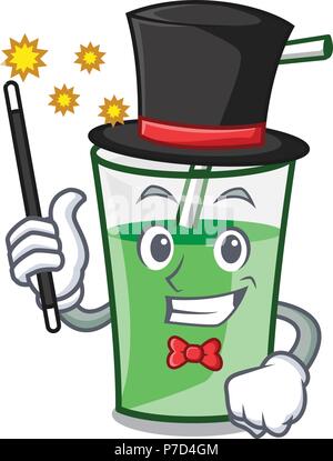 Magier grünen Smoothie Maskottchen Karikatur Stock Vektor