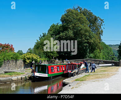 Die Leeds & Liverpool Canal an Gargrave, North Yorkshire, England, Großbritannien Stockfoto