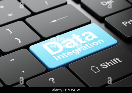 Informationskonzept: Datenintegration auf Computer Tastatur Hintergrund Stockfoto