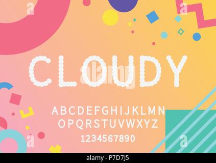 Bewölkt Display Font Stock Vektor