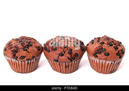 Reihe von Chocolate Chip muffin Kuchen Stockfoto