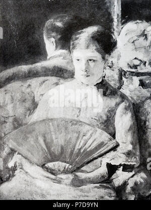 Mary Cassatt (1844-1926) war der einzige amerikanische Künstler mit den Impressionisten in Paris zu zeigen. Sie wurde für ihre Malerei der inländischen Momente, vor allem ihre Bilder von Frauen und Kindern. Ihre Werke waren unter den ersten impressionistischen Werken in den Vereinigten Staaten gesehen. Dieses Bild ist mit dem Titel "Frau mit einem Ventilator." Stockfoto