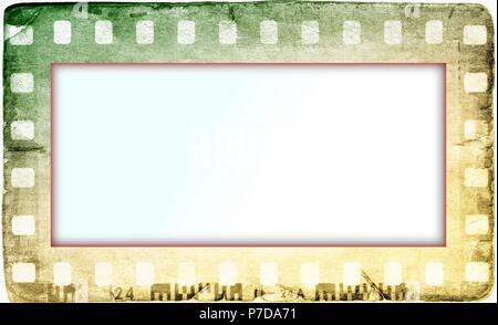 Vintage film strip Rahmen auf altes und beschädigtes Papier Hintergrund. Stockfoto