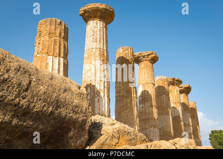 Italien Sizilien Agrigento Valle dei Templi Tal der Tempel start 510 V.CHR. von Siedlern aus Gela Tempio di Ercole die Tempel des Herakles Herkules Stockfoto