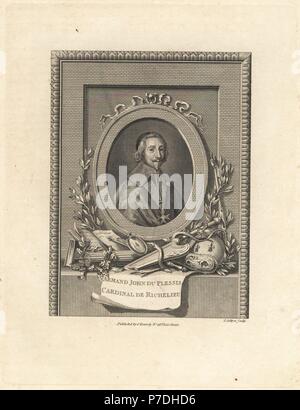 Kardinal de Richelieu, Armand Jean du Plessis, Französischer geistlicher, edel und Staatsmann. Kupferstich von Joshua Collyer von der Kupferplatte Magazin oder monatliche Schatz, G. Kearsley, London, 1778. Stockfoto