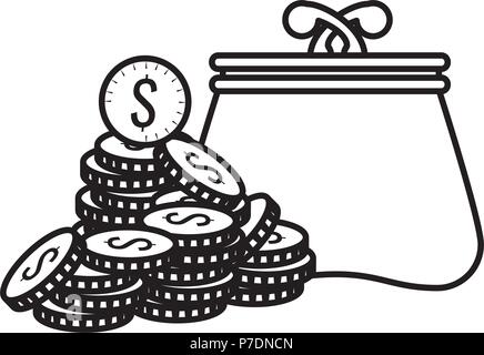 Münzen, Geld mit der Brieftasche Stock Vektor