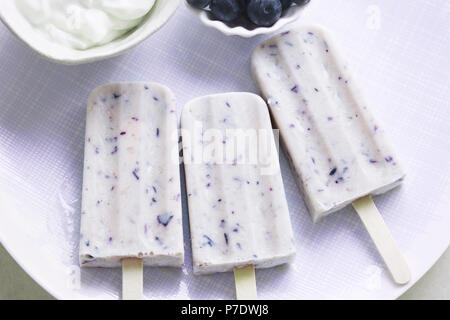 Heidelbeer Joghurt Eis Eis am Stiel Stockfoto