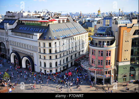 Moskau, Russland - Juni 22: Ansicht von Oben der Metro Lubjanka und Nikolskaya Street, Moskau am 22. Juni 2018. Stockfoto