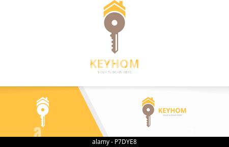 Vector Key und Immobilien logo Kombination. Schloss und Haus Symbol oder Icon. Einzigartige Haus und Miete Logo Design Template. Stock Vektor