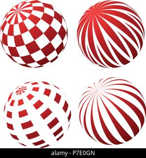 3D-Kugeln mit Mustern - stripy und überprüft Stock Vektor