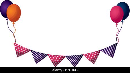 Girlanden aufhängen dekorativ mit Ballons helium Vector Illustration Design Stock Vektor