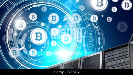 Computer, Server und bitcoin Technologie Information Interface Stockfoto