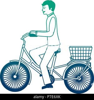 Mann in Anzug kleid Reiten Fahrrad Vector Illustration Stock Vektor