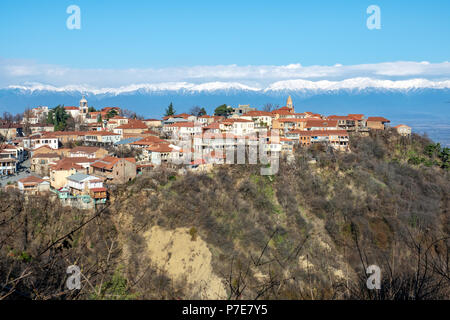 Blick auf Sighnaghi, eine historische Stadt in der Region Kachetien, Georgien Stockfoto