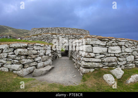 Broch von clickimin/Clickimin Broch/Clickhimin Broch, restaurierten Broch in Clickimin Loch, Lerwick, Mainland, Shetland Islands, Schottland, Großbritannien Stockfoto