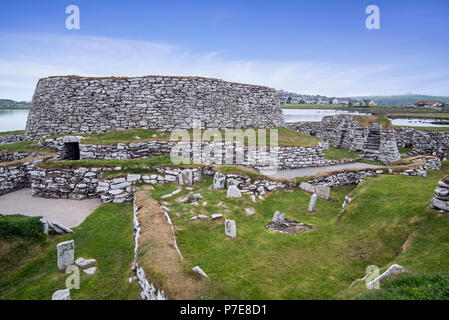 Broch von clickimin/Clickimin Broch/Clickhimin Broch, restaurierten Broch in Clickimin Loch, Lerwick, Mainland, Shetland Islands, Schottland, Großbritannien Stockfoto