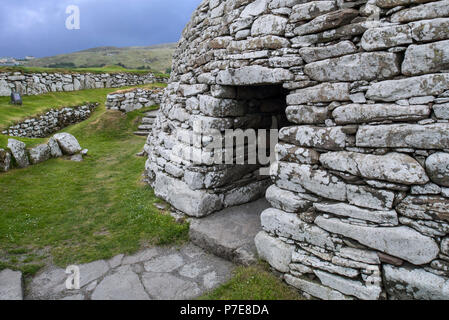 Broch von clickimin/Clickimin Broch/Clickhimin Broch, restaurierten Broch in Clickimin Loch, Lerwick, Mainland, Shetland Islands, Schottland, Großbritannien Stockfoto