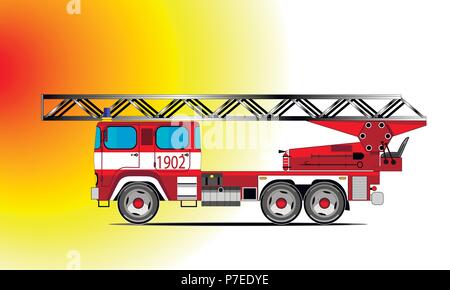 Red fire truck, einen Brand zu löschen Stock Vektor