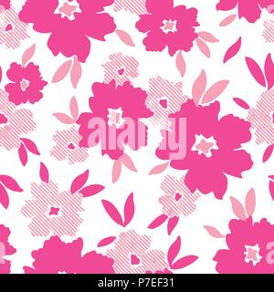Einfarbige Grafik großen floralen Vektor nahtlose Muster. Vereinfachende übergroße Hand gezeichneten Blüten auf weißem Hintergrund verstreut. Bold Blumen Stock Vektor