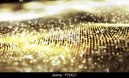 Abstract blur goldene Wellen und bokeh Hintergrund. Teilchen Hintergrund. Stockfoto