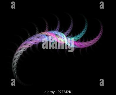 Helle fractal Abstraktion. Spiralförmige locken. Seil, Webart shell Schwarzer Hintergrund Stockfoto