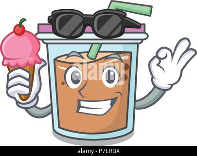 Mit Eis Bubble Tea Charakter Cartoon Stock Vektor