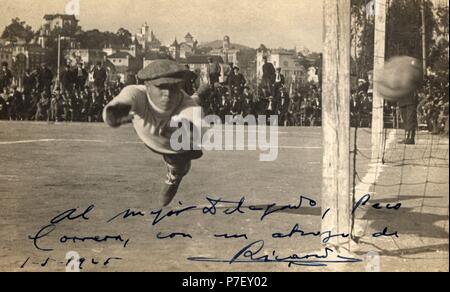 Ricardo Zamora Martínez (1901-1978), Futbolista catalán. Fotografía autografiada de 1925. Stockfoto