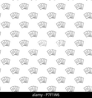 Einfache Wiedergabe und Spiel Karten seamless Pattern mit verschiedenen Symbolen und Zeichen auf weißem Hintergrund flachbild Vector Illustration Stock Vektor