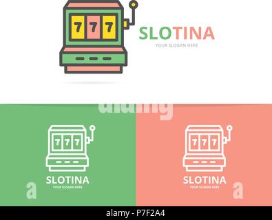 Einfache jackpot slot machine Logo Vorlage. Symbol und Zeichen Vector Illustration Stock Vektor