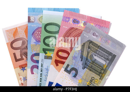 Einstellen der Währung Euro Rechnungen isoliert Stockfoto