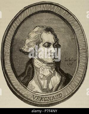 Pierre Victurnien Vergniaud (1753-1793). Französischer Staatsmann. Kupferstich von Labadye in Universalgeschichte, 1883. Stockfoto