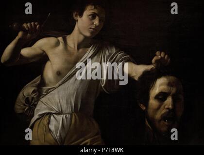 Caravaggio (1571-1610). Italienischer Maler. Barock. David mit dem Leiter der Goliath, 1605-1606. Kunsthistorisches Museum (Kunst Geschichte Museum). Wien. Österreich. Stockfoto