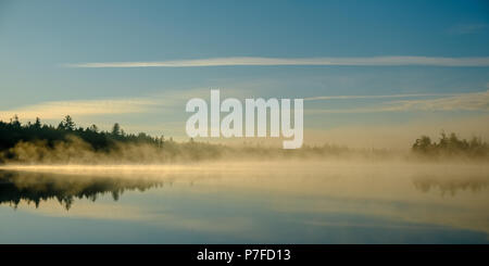 Morgennebel auf Nieren Teich, Baxter State Park, Maine Stockfoto