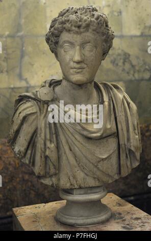 Porträt des jungen Marcus Aurelius (121-180 n. Chr.). Römischer Kaiser von 161-180. Büste. Antonine Dynastie. 2. Jahrhundert n. Chr. Die Eremitage. Sankt Petersburg. Russland. Stockfoto