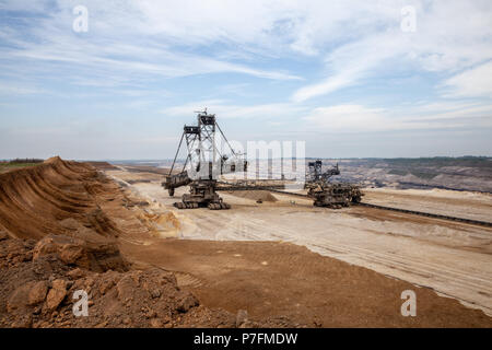 RWE Braunkohle im Tagebau Inden und Bagger Deutschland Power Industry Stockfoto