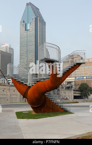 Stahlskulptur, Dendriten, die von Michel de Brion, Park Bonaventura, Montreal, Provinz Quebec, Kanada Stockfoto