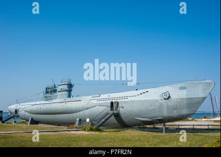 U-Boot U 995 von der Marine während des Zweiten Weltkrieges, Technisches Museum U-995, Laboe, Ostsee, Schleswig-Holstein, Deutschland Stockfoto